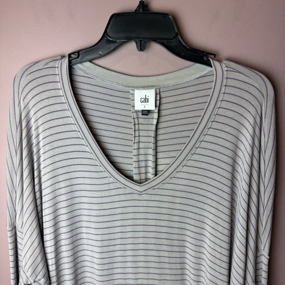 Cabi 4376 Plum Tee Pewter Stripe L - Picture 4 of 10